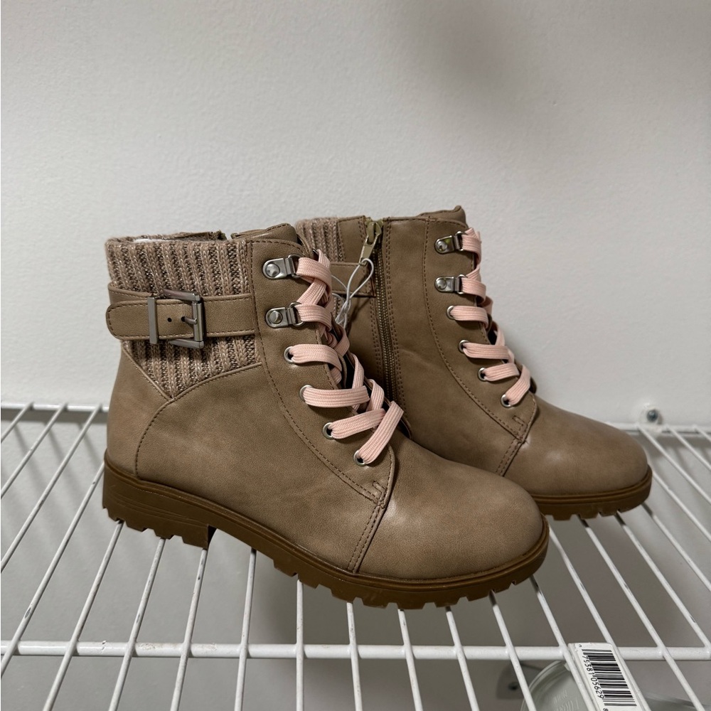 Sugar Girls Payel Buckle Detail Knit Combat Boots